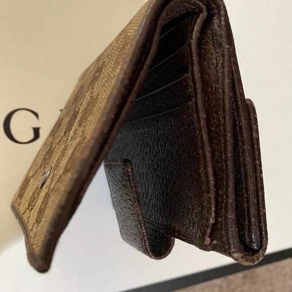 Authentic Gucci Wallet Brown Canvas and Leather - Picture 6 of 8